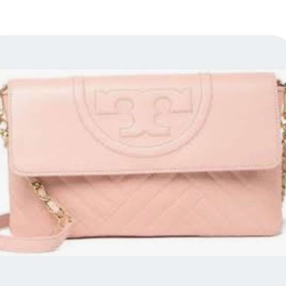 Tory Burch Blush Pink Clutch with Chain Strap